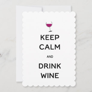 Keep Calm and Drink Wine Customisable Back Invitation