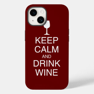 Keep Calm and Drink Wine Funny Dark Red Case-Mate iPhone 14 Case