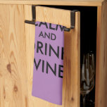 Keep calm and drink wine funny kitchen towel gift<br><div class="desc">Keep calm and drink wine funny kitchen towel gift. Custom colour design with modern typography and crown logo. Make your own humourous meme. Fun for home, office or business. Purple and black example. Perfect for wine lovers!</div>