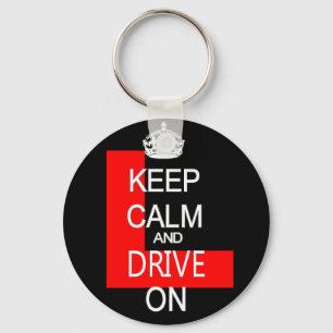 Keep Calm and drive on L plate Key Ring
