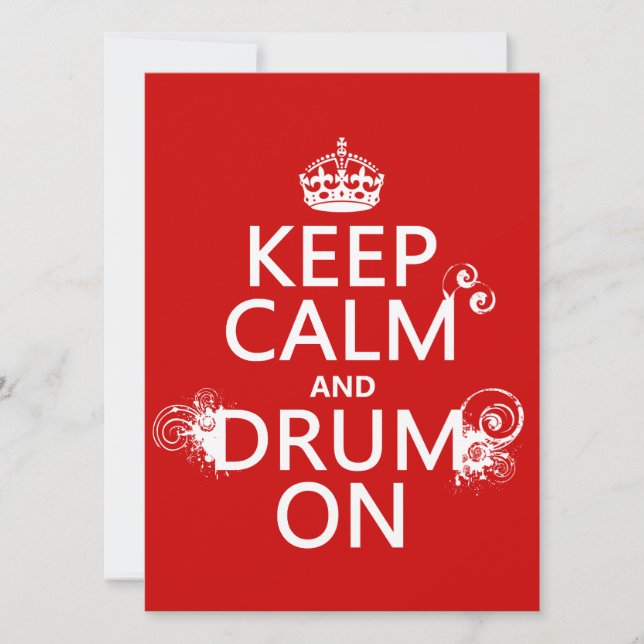 Keep Calm and Drum On (any background colour) Invitation (Front)