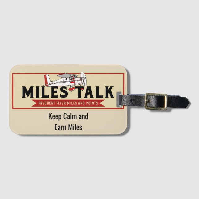 Keep Calm and Earn Miles Luggage Tag (Front Horizontal)