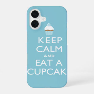 Keep Calm and Eat a Cupcake {blue} iPhone 16 Case