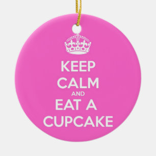 Keep Calm and Eat a Cupcake Ceramic Tree Decoration