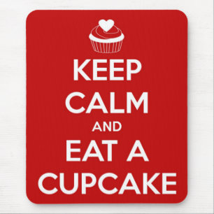 Keep Calm and Eat A Cupcake Red Mouse Mat