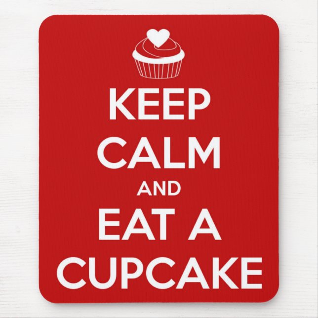 Keep Calm and Eat A Cupcake Red Mouse Mat (Front)