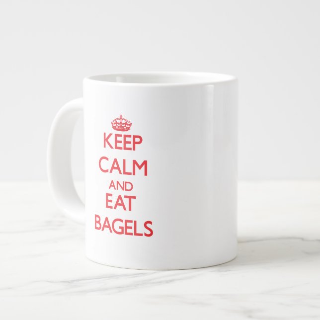 Keep calm and eat Bagels Large Coffee Mug (Front Left)