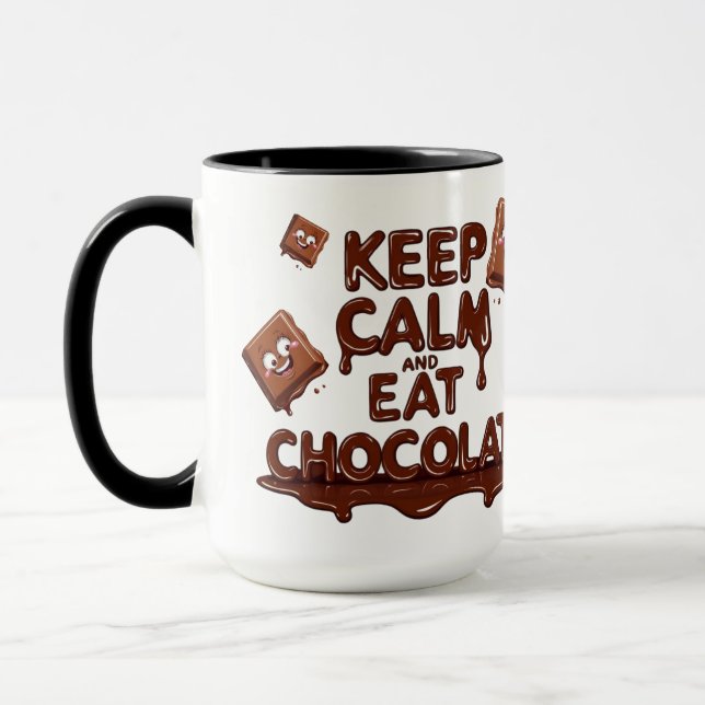 Keep Calm and Eat Chocolate Funny Chocolate Lovers Mug (Left)