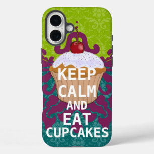 KEEP CALM AND Eat Cupcakes-change aqua any colour iPhone 16 Plus Case