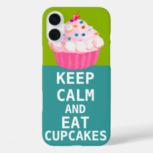 KEEP CALM AND Eat Cupcakes-change aqua any colour iPhone 16 Plus Case