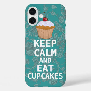 KEEP CALM AND Eat Cupcakes-change plum any colour iPhone 16 Plus Case