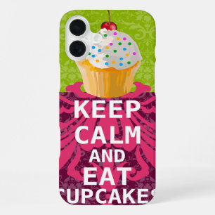 KEEP CALM AND Eat Cupcakes-change plum any colour iPhone 16 Plus Case