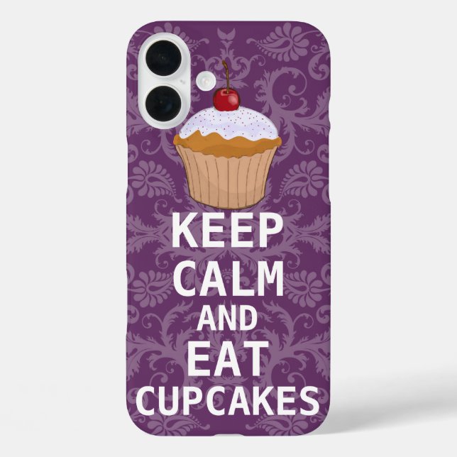 KEEP CALM AND Eat Cupcakes change Purple any colou Case-Mate iPhone Case (Back)