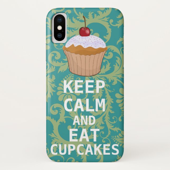 KEEP CALM AND Eat Cupcakes change teal any colour Case-Mate iPhone Case (Back)
