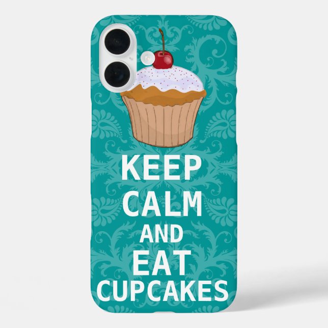 KEEP CALM AND Eat Cupcakes change teal any colour Case-Mate iPhone Case (Back)