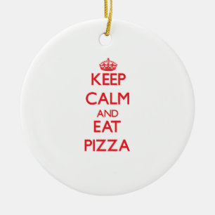 Keep calm and eat Pizza Ceramic Tree Decoration