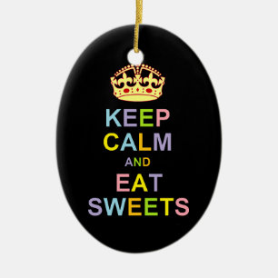Keep Calm and Eat Sweets Ceramic Tree Decoration