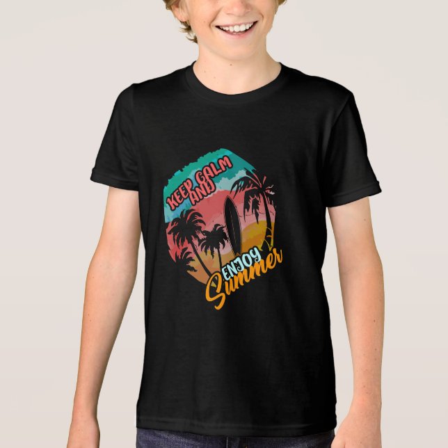 Keep Calm and Enjoy Summer Tri-Blend Shirt (Front)