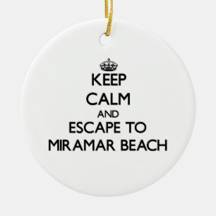 Keep calm and escape to Miramar Beach California Ceramic Tree Decoration