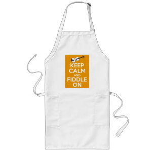 Keep Calm and Fiddle On Orange Long Apron