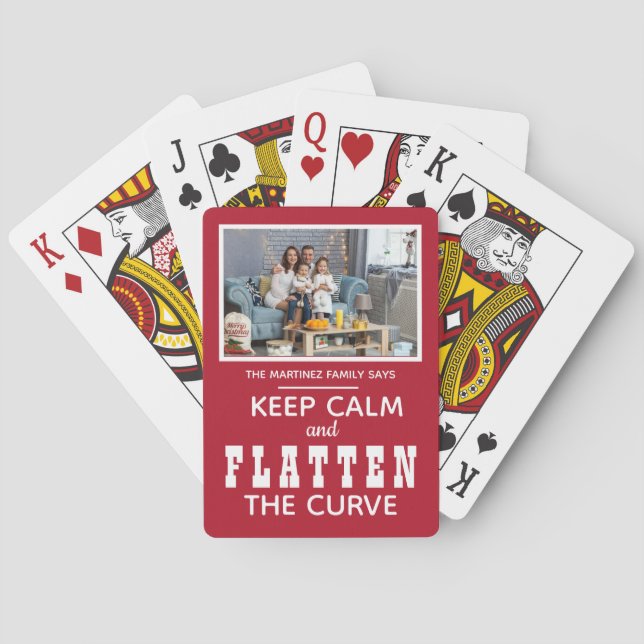 Keep Calm and Flatten the Curve Photo Playing Cards (Back)