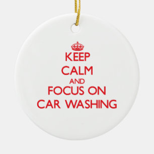 Keep calm and focus on Car Washing Ceramic Tree Decoration