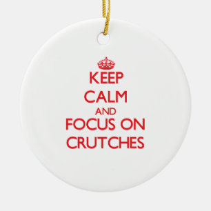Keep Calm and focus on Crutches Ceramic Tree Decoration