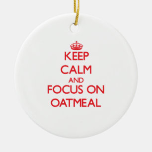 Keep Calm and focus on Oatmeal Ceramic Tree Decoration