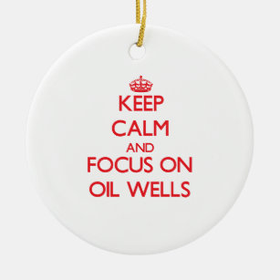 Keep Calm and focus on Oil Wells Ceramic Tree Decoration