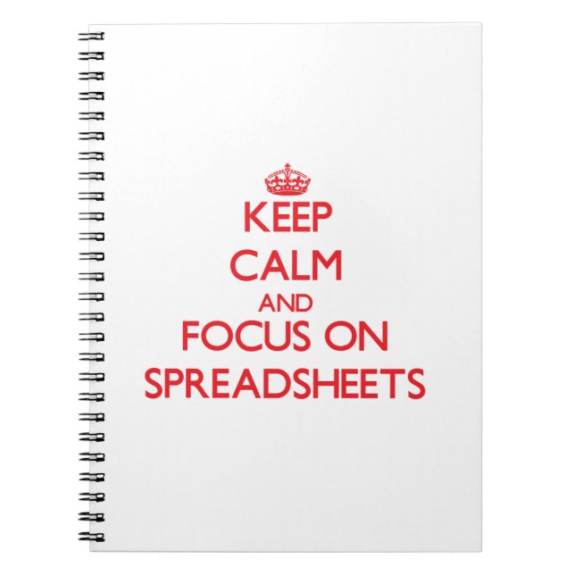 Keep Calm and focus on Spreadsheets Notebook (Front)