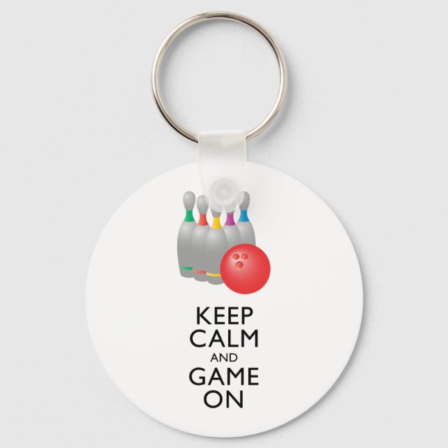 KEEP CALM AND GAME ON - Bowling Key Ring (Front)