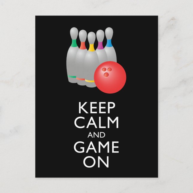 KEEP CALM AND GAME ON - Bowling Postcard (Front)