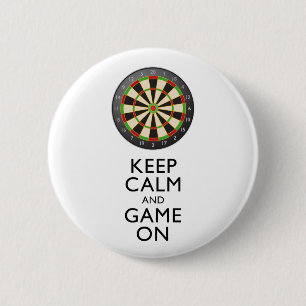 KEEP CALM AND GAME ON - Dart Board 6 Cm Round Badge