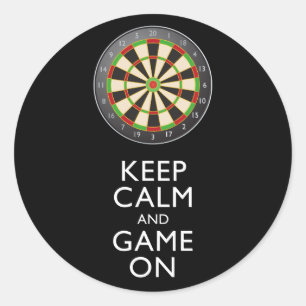 KEEP CALM AND GAME ON - Dart Board Classic Round Sticker