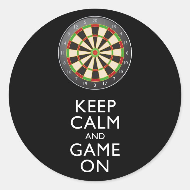 KEEP CALM AND GAME ON - Dart Board Classic Round Sticker (Front)
