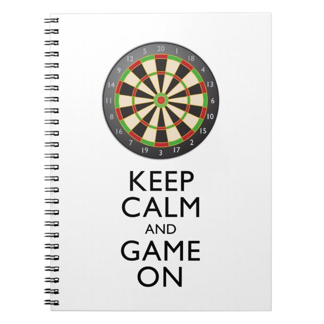 KEEP CALM AND GAME ON - Dart Board Notebook (Front)