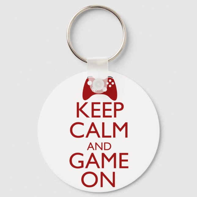 Keep Calm and Game On Key Ring (Front)