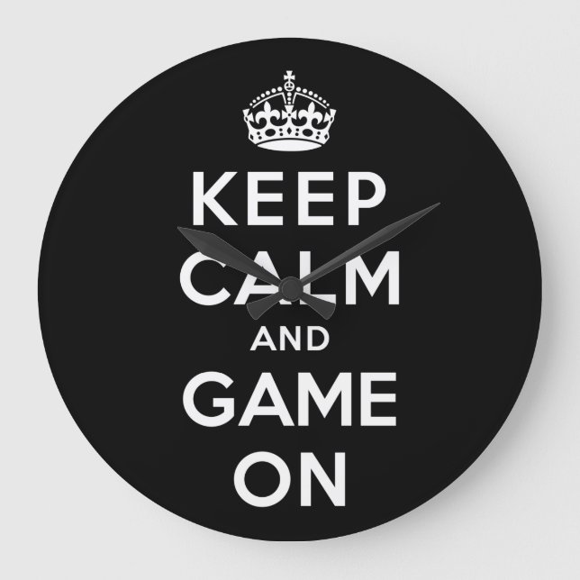 Keep Calm and Game On Large Clock (Front)