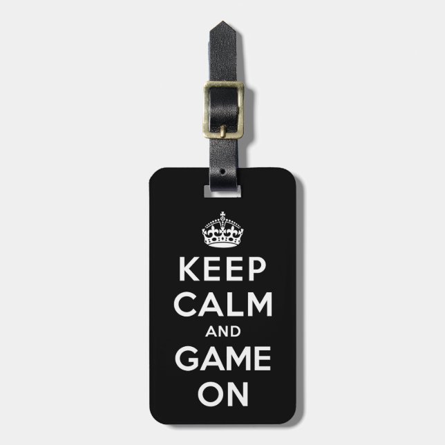 Keep Calm and Game On Luggage Tag (Front Vertical)