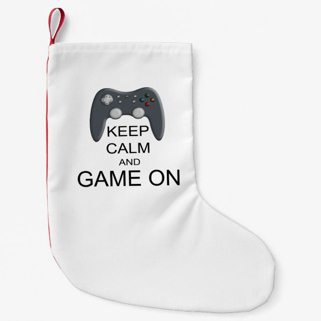 Keep Calm And Game ON Small Christmas Stocking (Front)