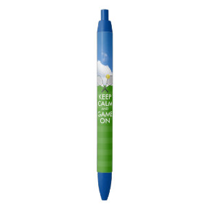 KEEP CALM AND GAME ON TENNIS - personalised text Blue Ink Pen