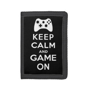 Keep calm and game on tri-fold wallet