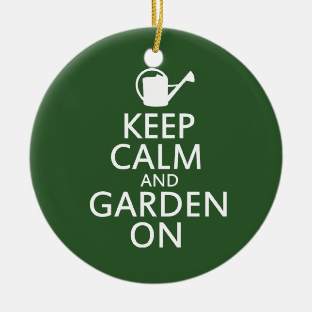 Keep calm and garden on ceramic tree decoration (Front)