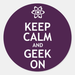 Keep Calm and Geek On Classic Round Sticker