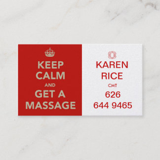 keep calm and get a massage II Business Card