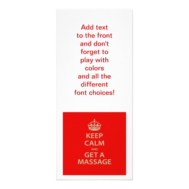 Keep Calm and Get a Massage Rack Card (Front)