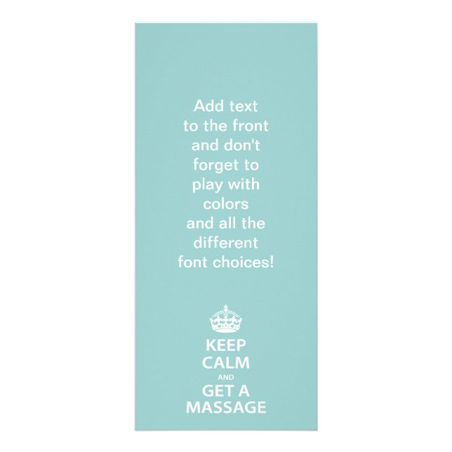 Keep Calm and Get a Massage Rack Card (Front)