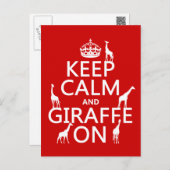 Keep Calm and Giraffe On (customise colours) Postcard (Front/Back)