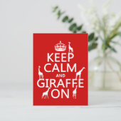 Keep Calm and Giraffe On (customise colours) Postcard (Standing Front)