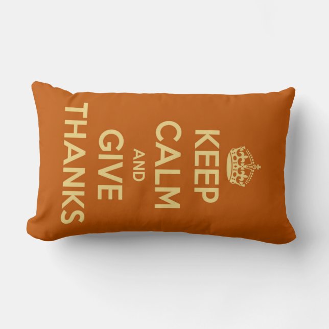 Keep Calm and Give Thanks Harvest Orange Lumbar Cushion (Front)
